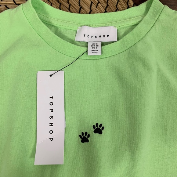 TOPSHOP S/S Paw Graphic Crew Neck Tee T-Shirt - Picture 3 of 7